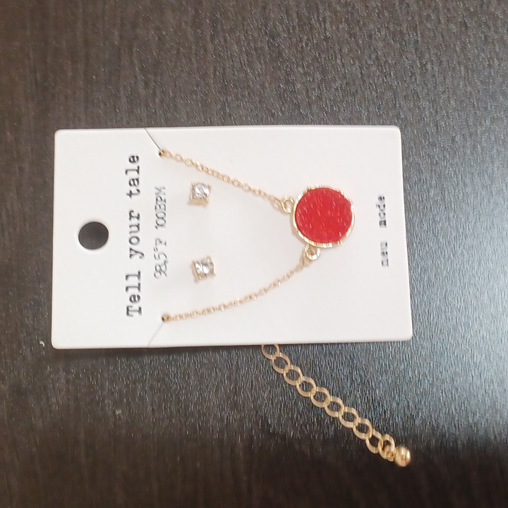 Neu Mode Red And Gold Necklace Set